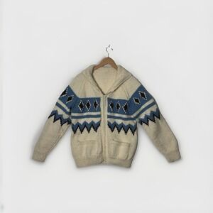 Handmade Home Made Knitted Zip Sweater Grandpacore Cottagecore Cabincore Scandi